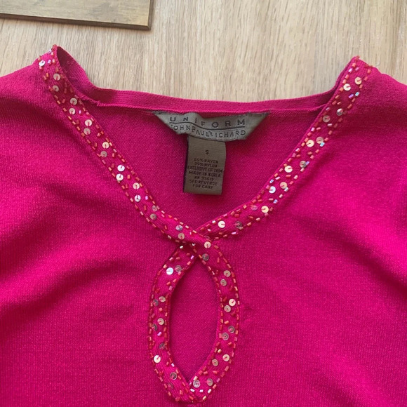 y2k JohnPaulRichard Pink Sequin Top - Picture 3 of 5